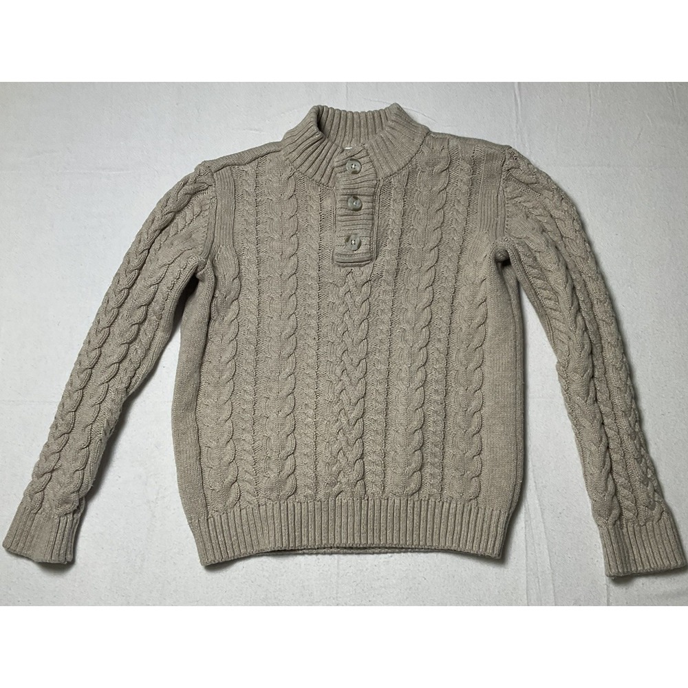Gymboree Boys 6 Cable Knit Sweater 100% Cotton Cream 3-Button Holiday Warm 600